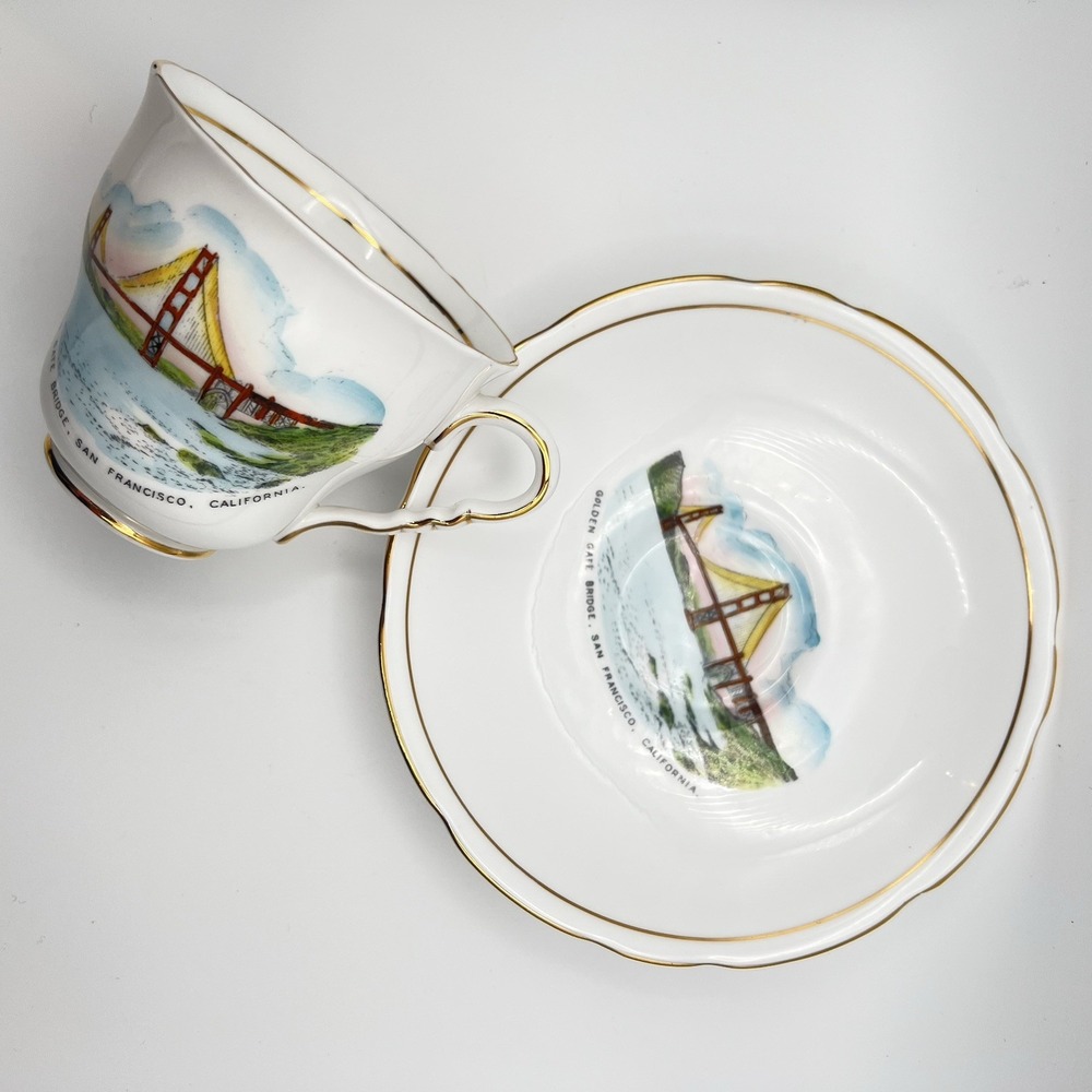 Golden Gate Bridge Teacup Saucer Royal Stafford San Francisco Bone China England